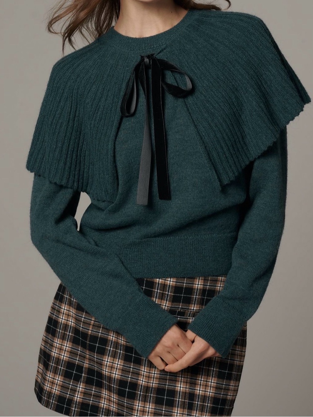 Maeve NWOT Dark Teal Cape-Shoulder Knit Sweater XS